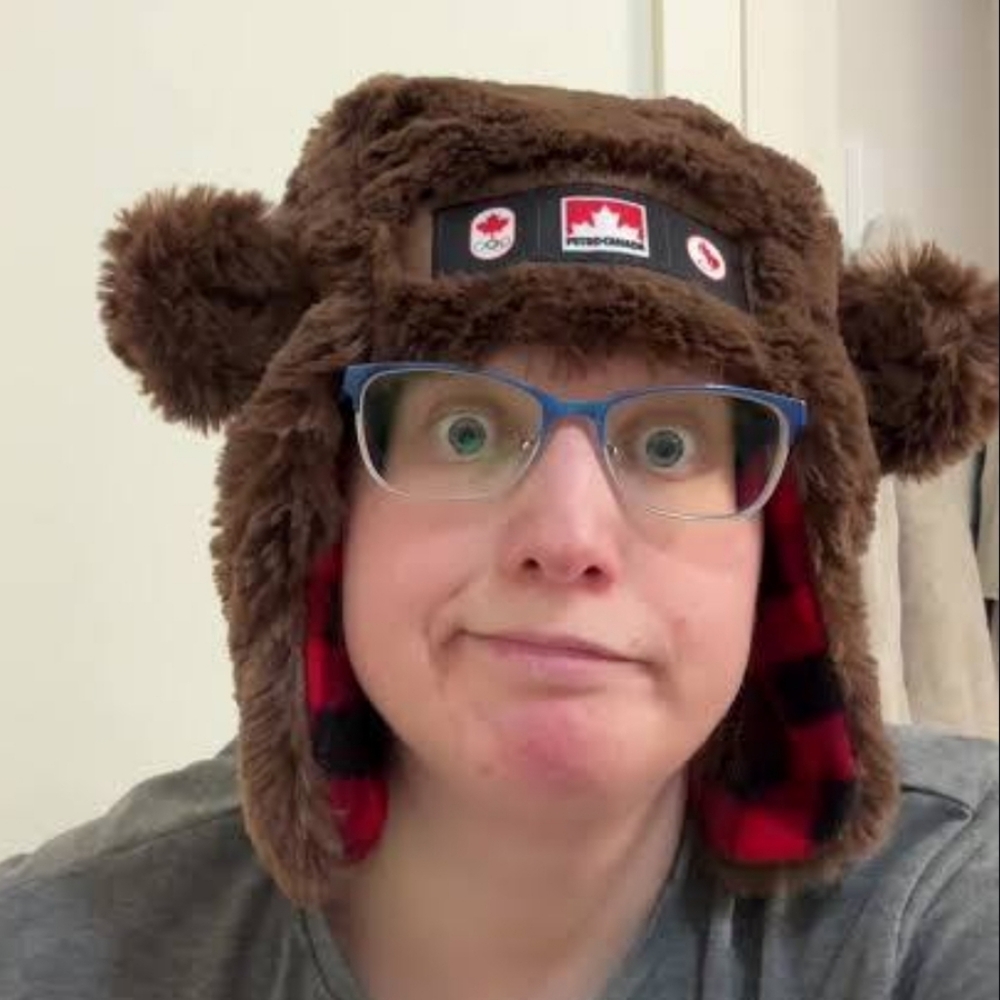 Petro-Canada Bear Hat - Brown Faux Fur with Red Buffalo Plaid Lining - Picture 7 of 8